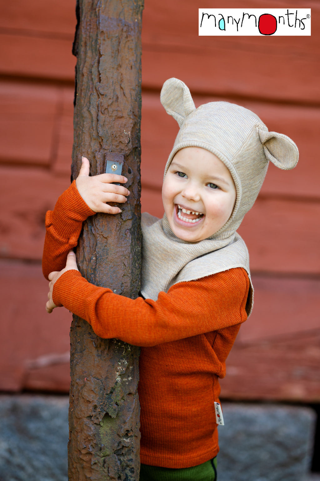 ManyMonths® - Kids Balaclava Hood Wool Elephant with Teddy Bear Ears