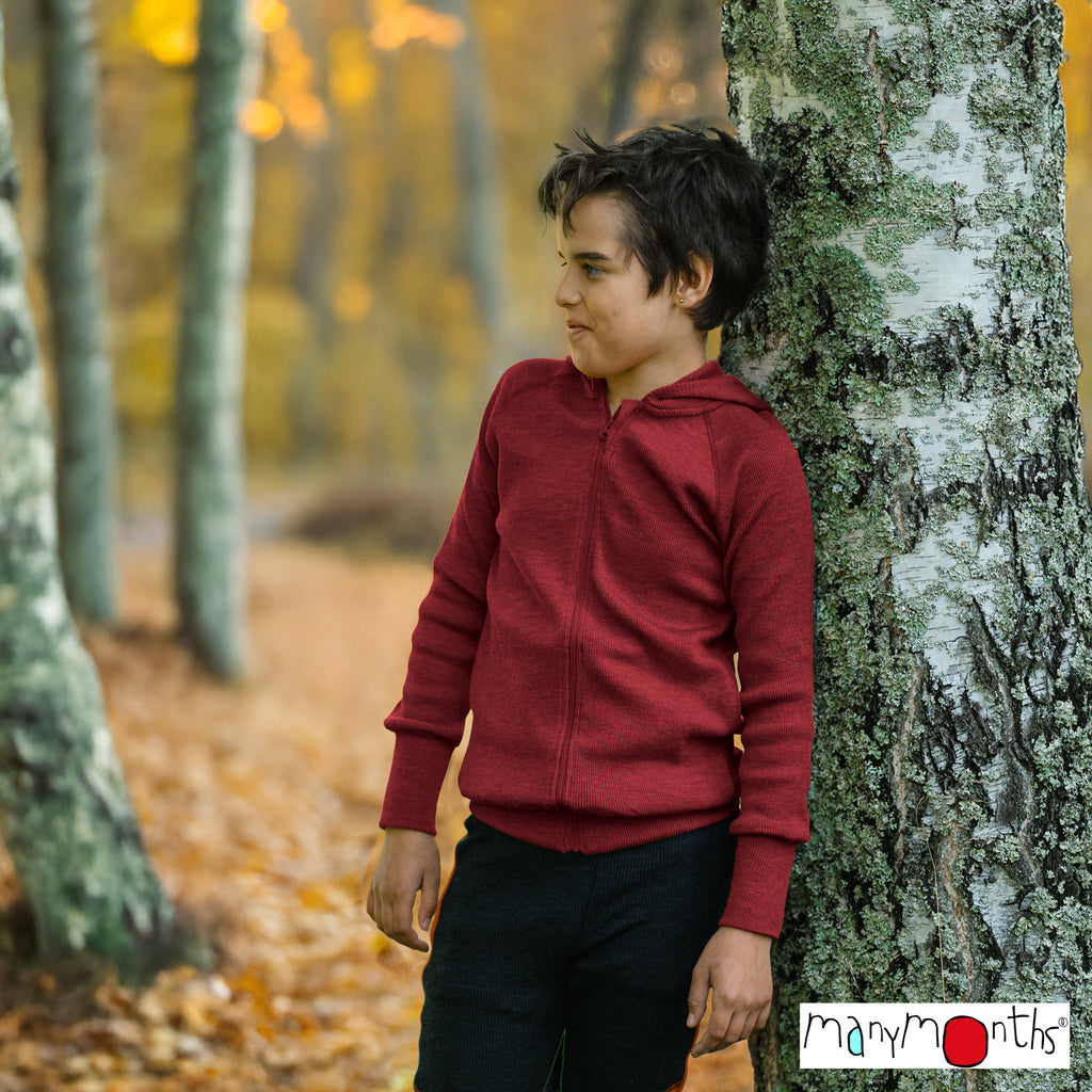 ManyMonths® – Kids Merino Wool Hooded Cardigan with Side Pockets