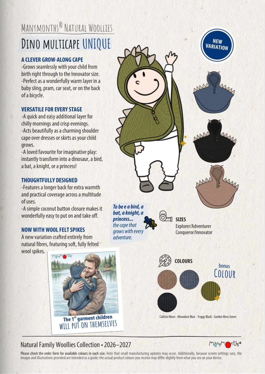 PREORDER MultiCape with Dino Spikes (Boiled Wool Spikes)