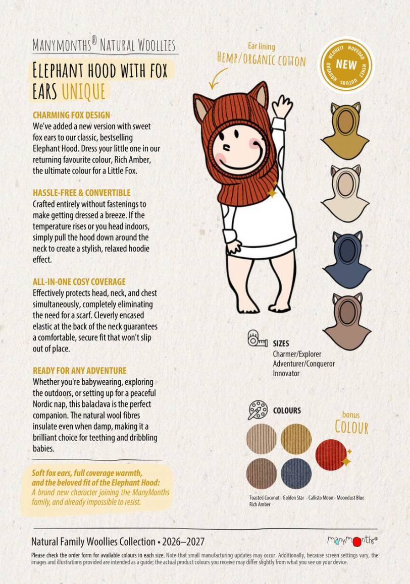 PREORDER Balaclava (Elephant Hood) with Fox Ears