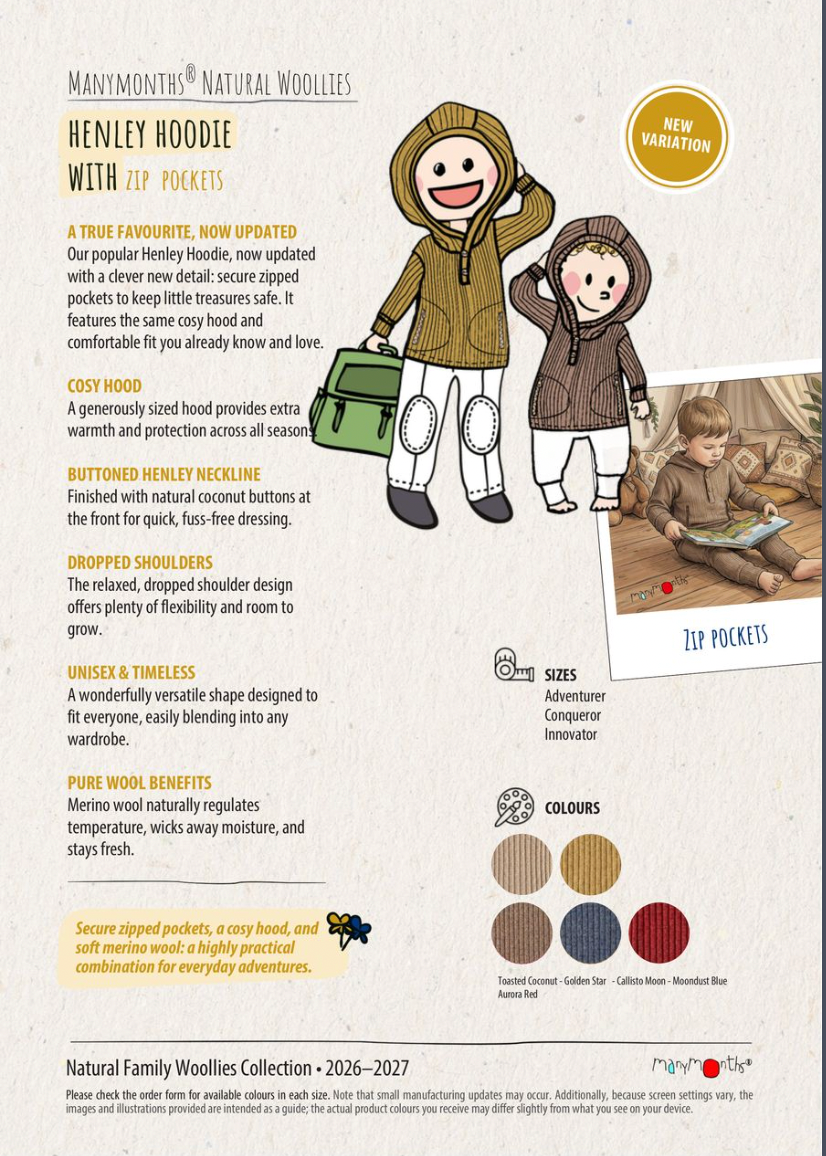 PREORDER Henley Hoodie Long Sleeve with Zip Pockets