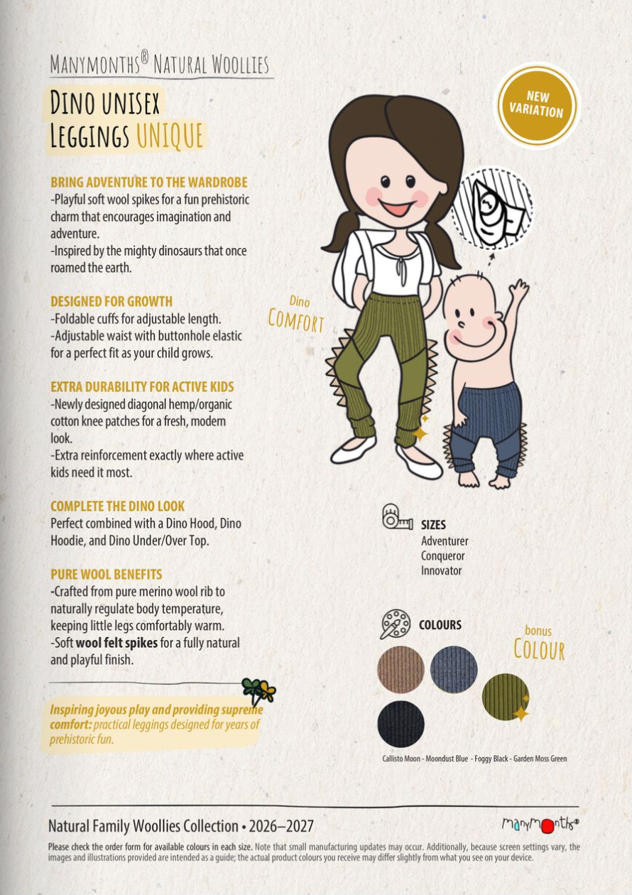 PREORDER Dino Leggings with Knee Patches (Boiled Wool Spikes)