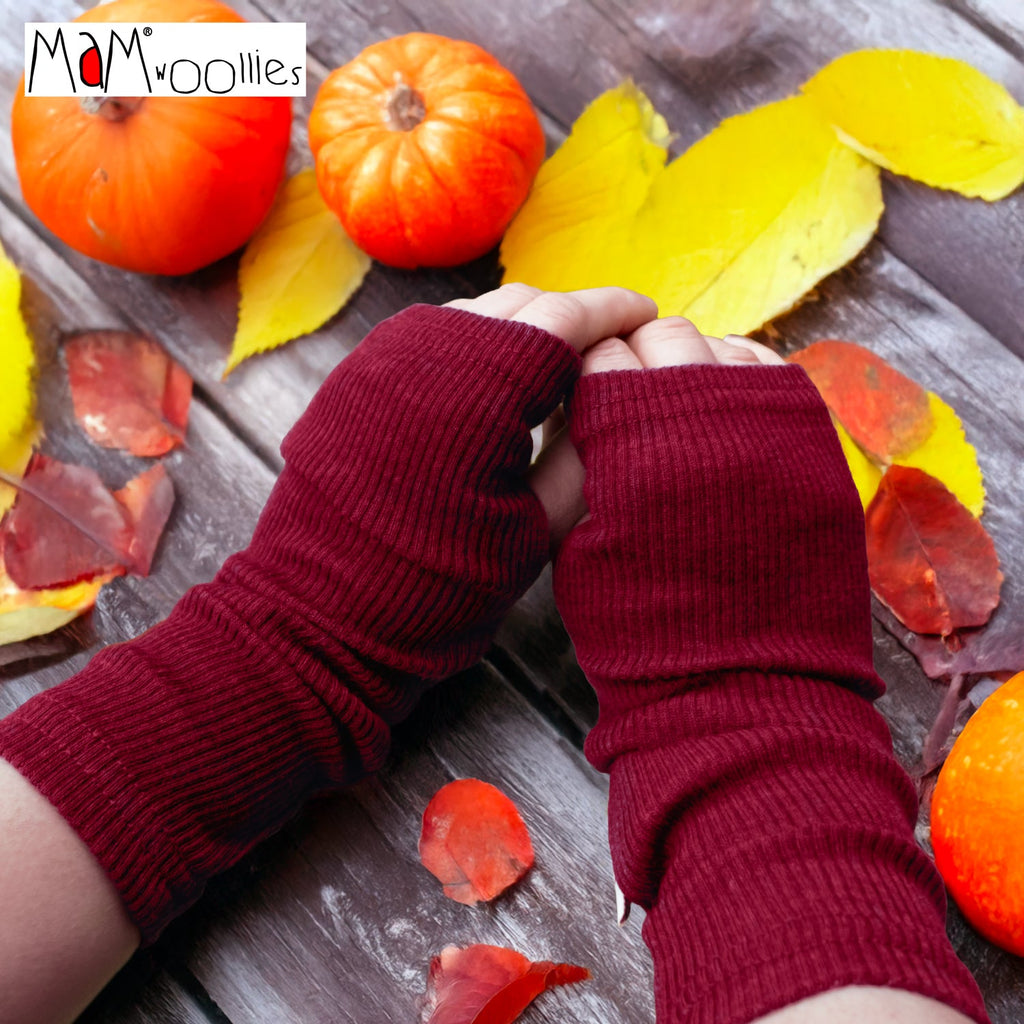MaM® Adult/Teen Merino Wool Long Fingerless Mittens - Wee Seedling