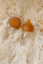 Quoddle Baby Mini Quoddle Glass Baby Bottle Natural Rubber Teat Nipple Nursing on Sheep skin rug